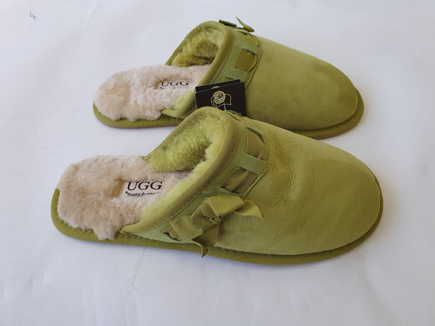 Green slip on ugg slippers