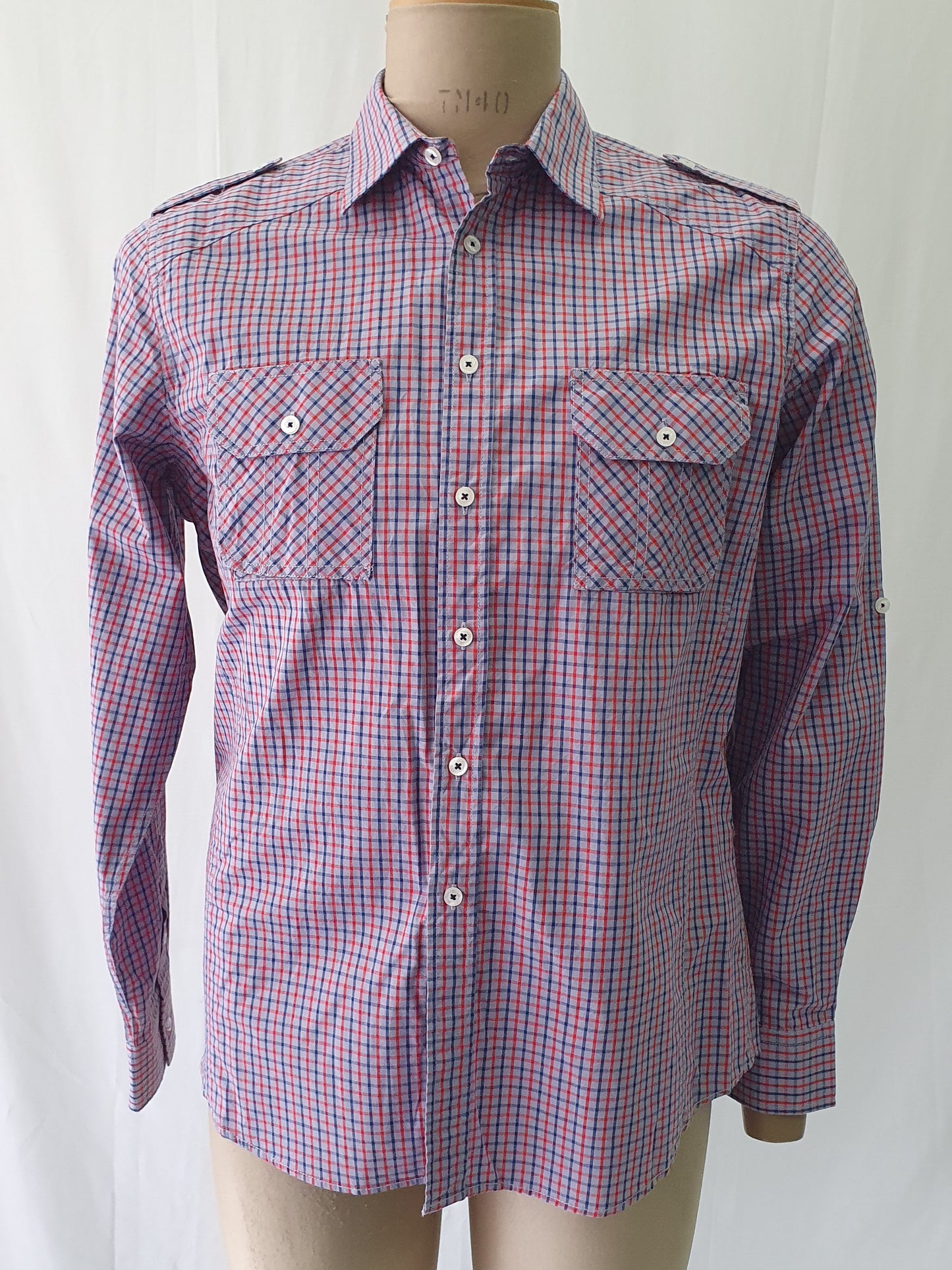 PW5825135s - Pelaco Navy & Red check casual shirt - Slim Fit